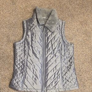 Denim&Co Shimmering Gray Quilted Vest